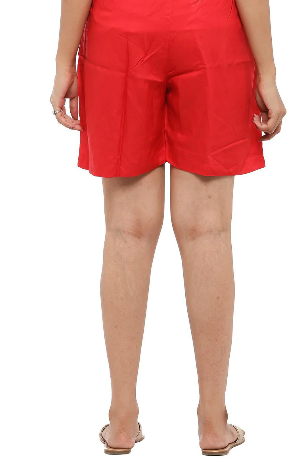 Women Plain Red Shorts