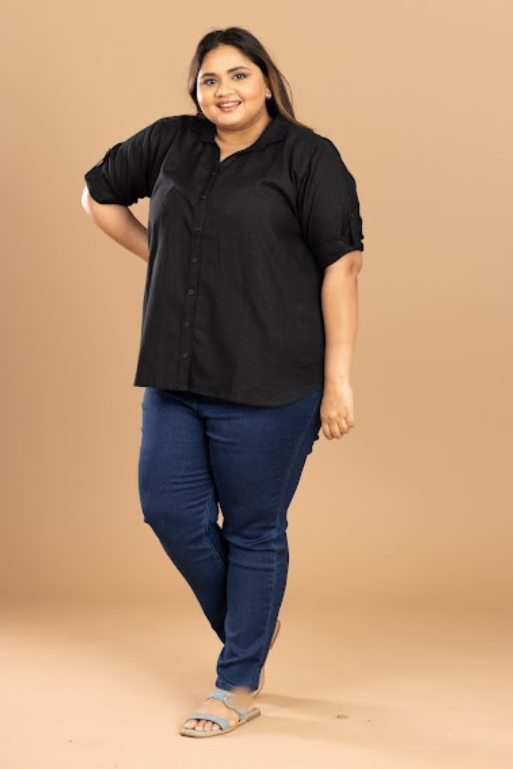 Women Plain Black Shirt