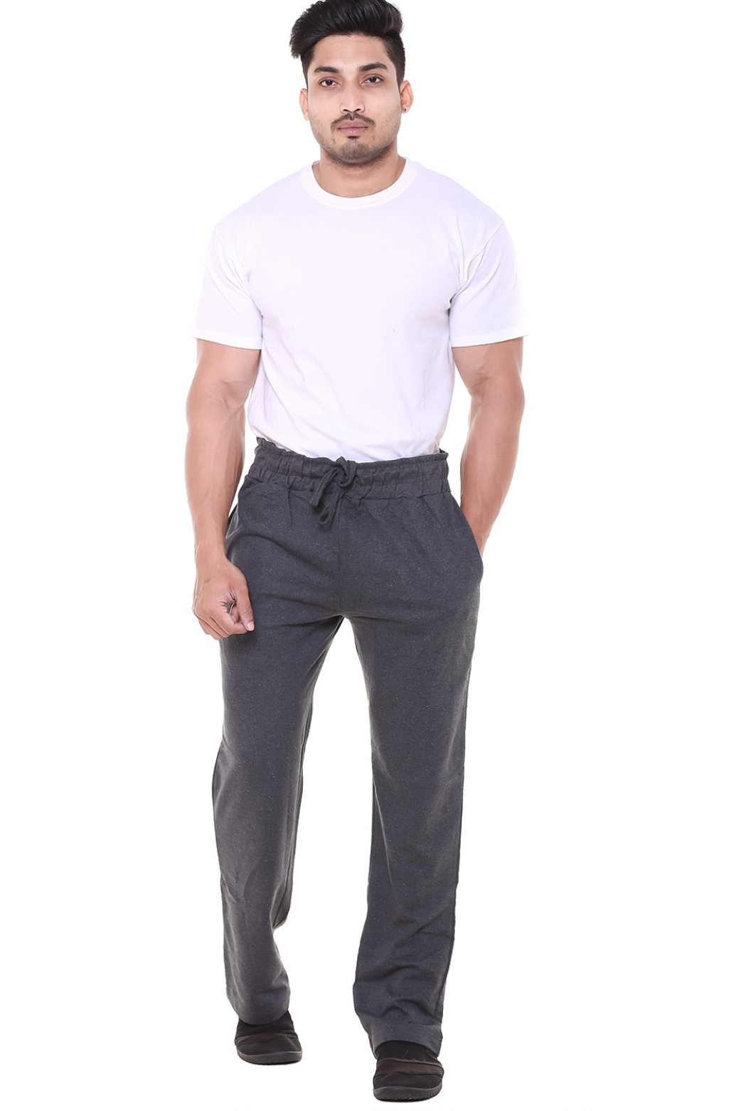 Men Plain Dk Grey Track Pant