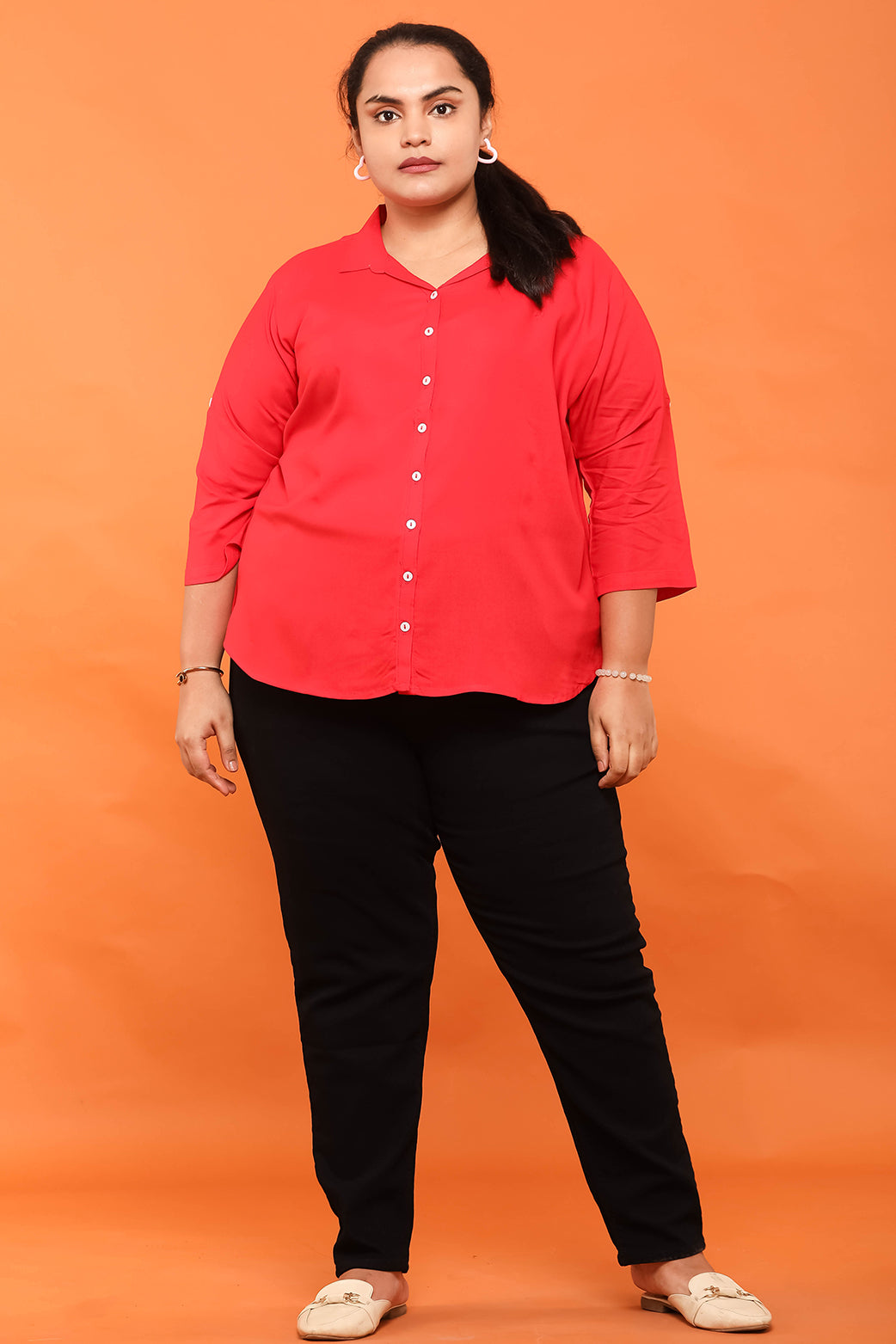 Women Plain Red Shirt