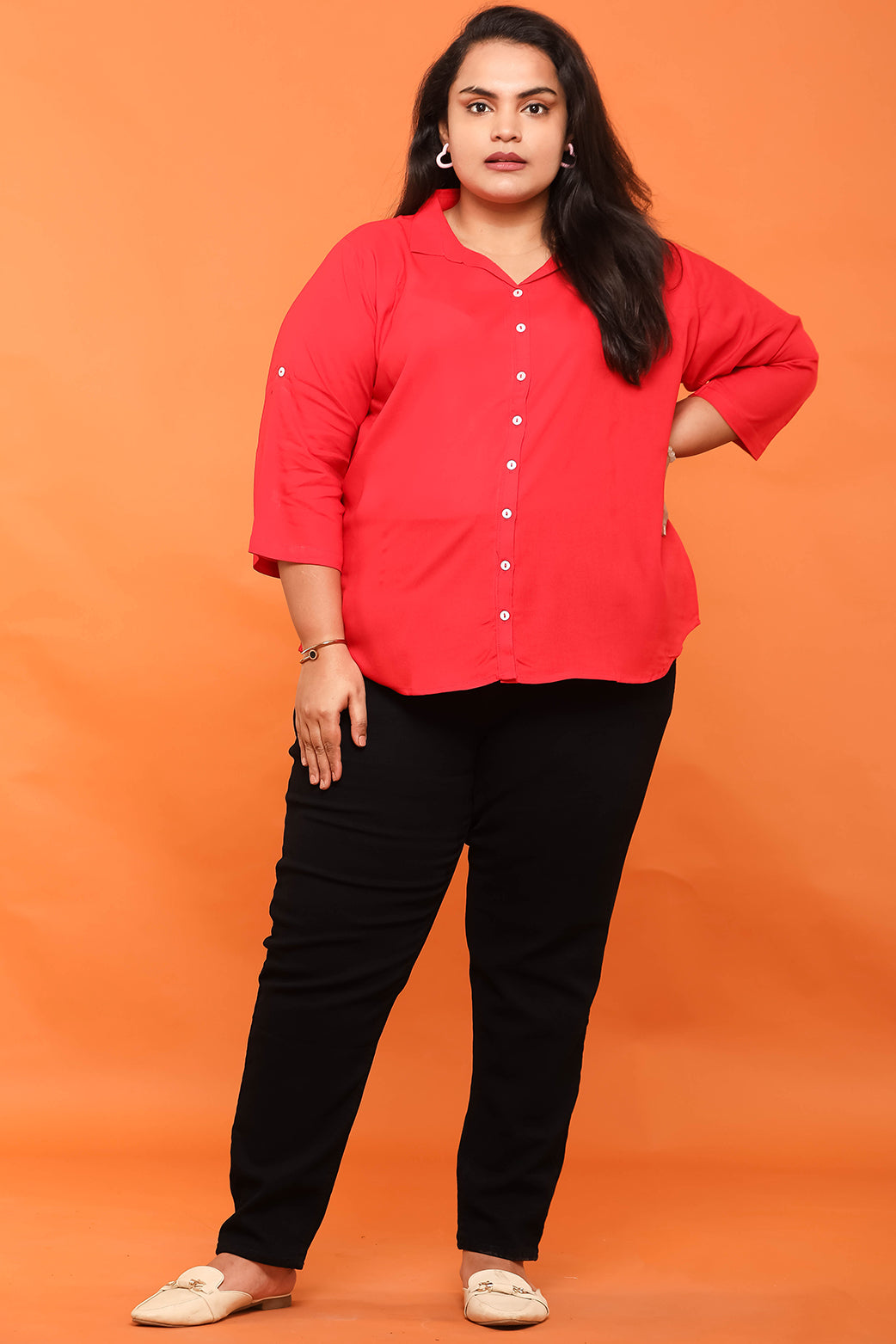 Women Plain Red Shirt – Easy2wear - Main Image