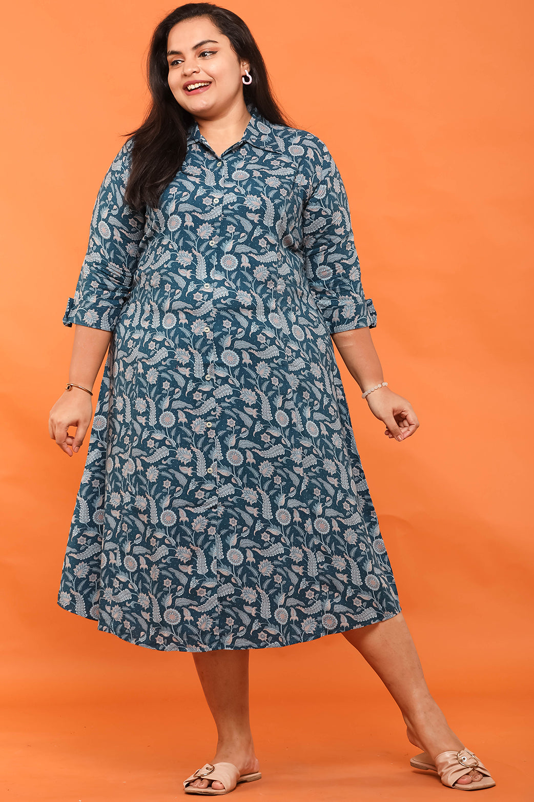 Women Printed Collar Dress