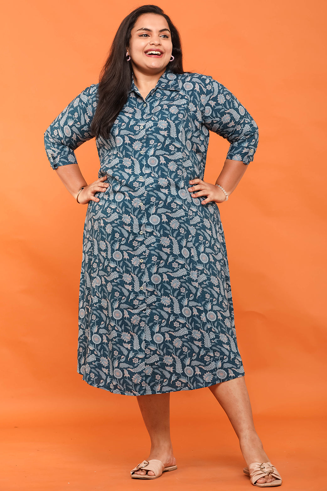 Women Printed Collar Dress