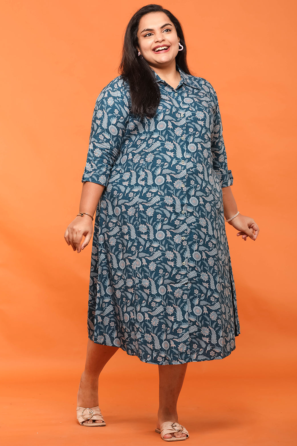 Women Printed Collar Dress