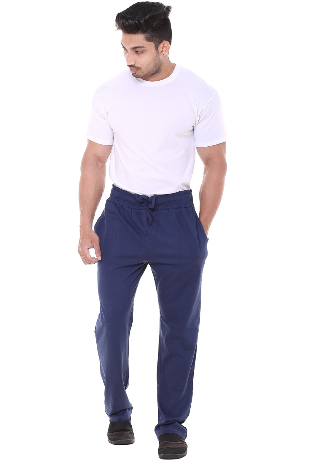 Men Plain Navy Blue Track Pant