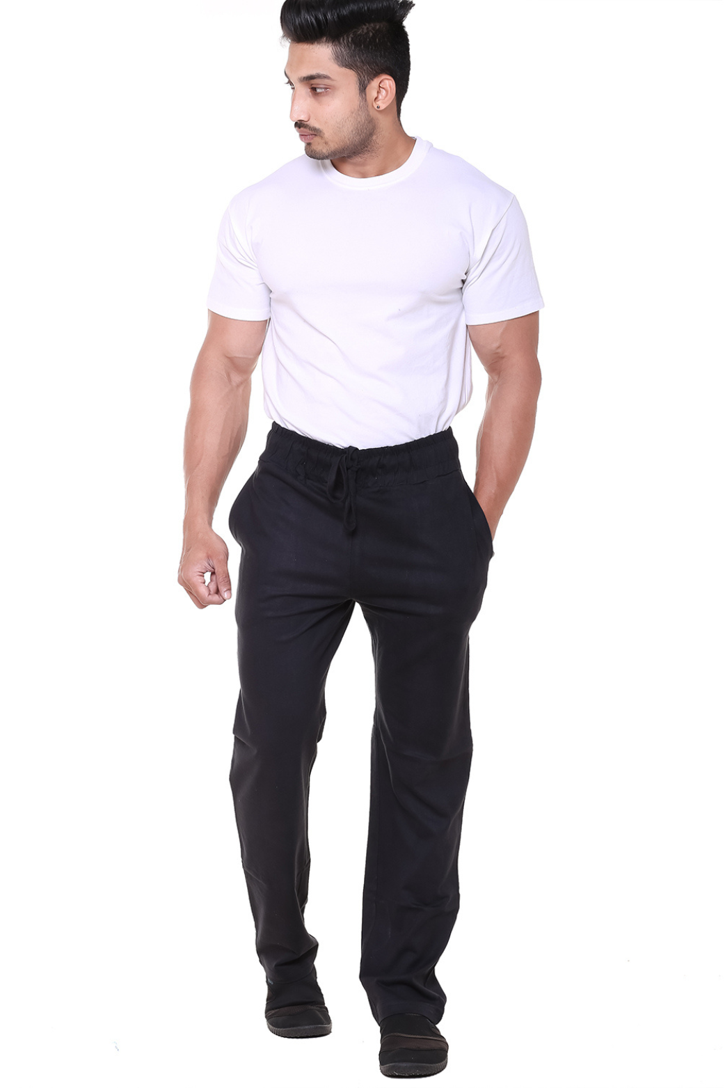 Men Plain Black Track Pant