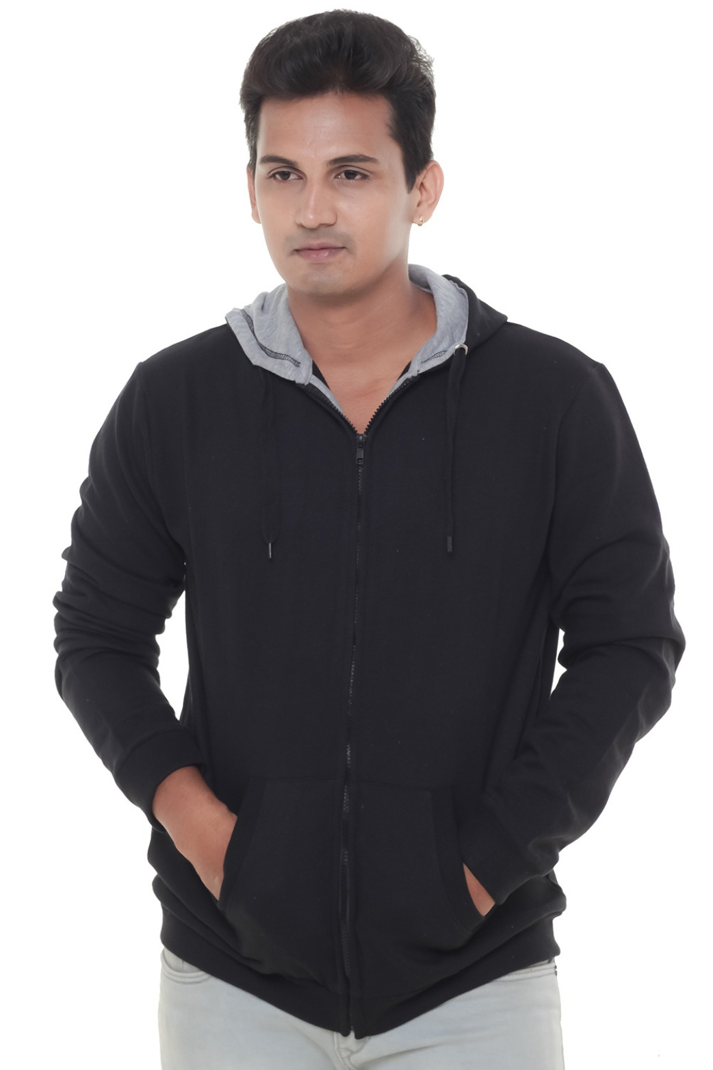 Men Plain Black Jacket