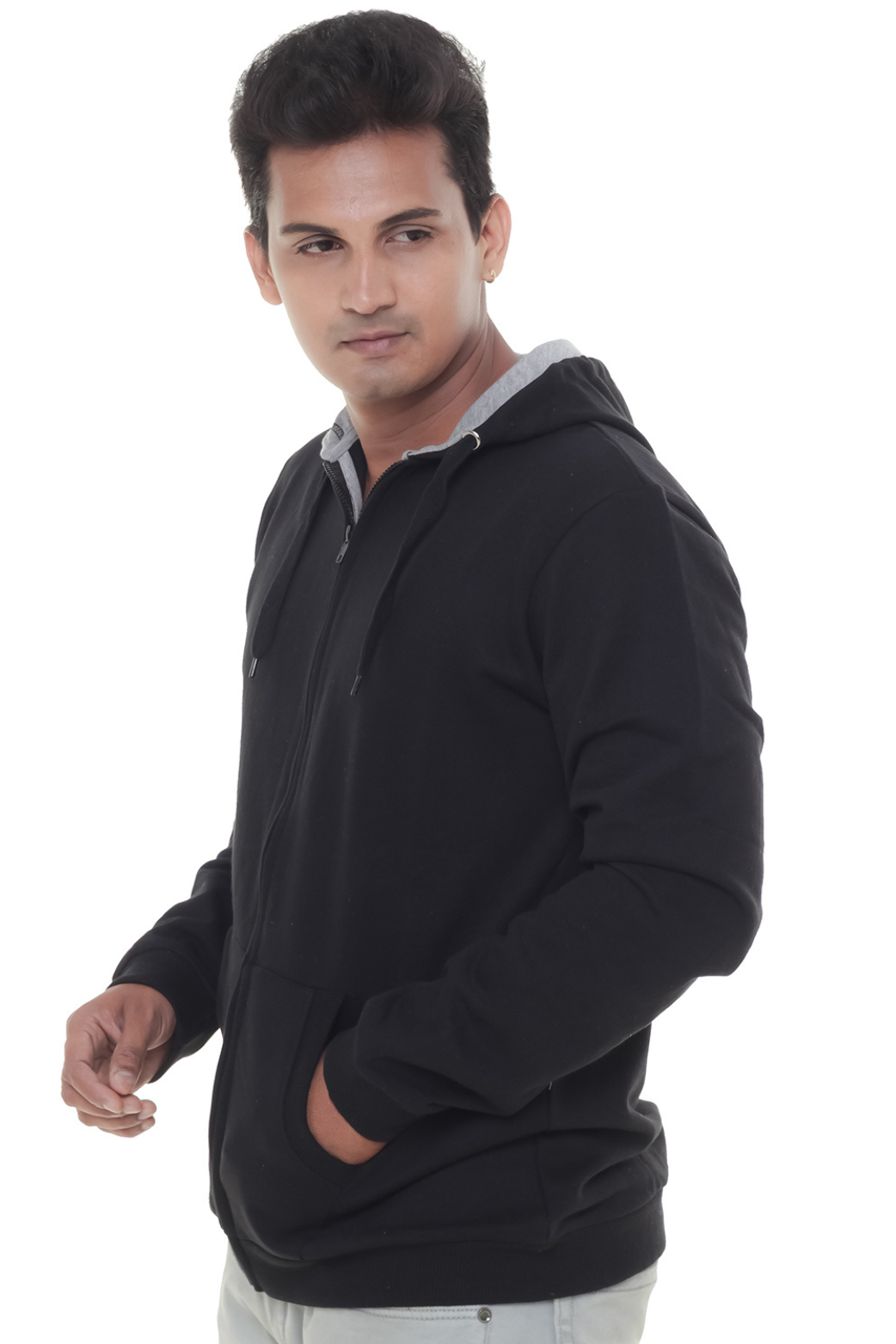 Men Plain Black Jacket