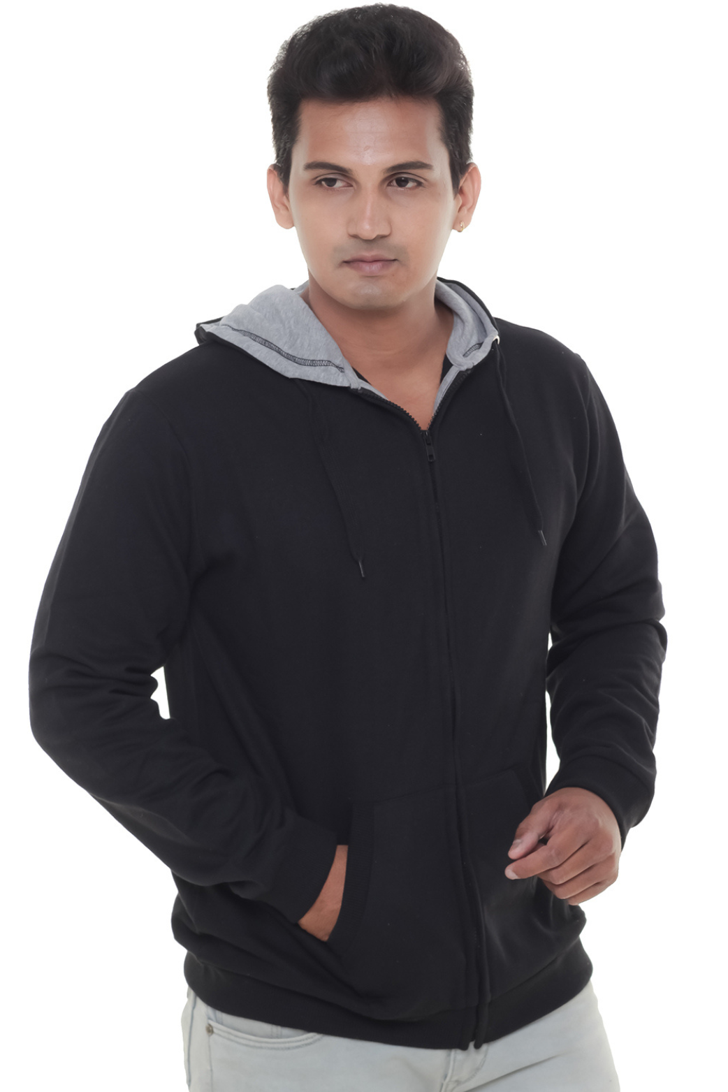 Men Plain Black Jacket