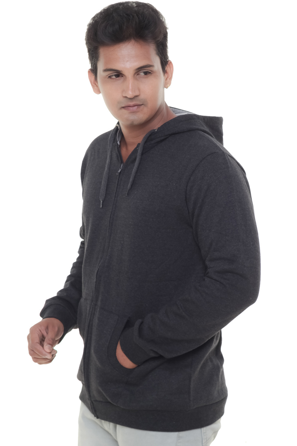 Men Plain Dk Grey Jacket
