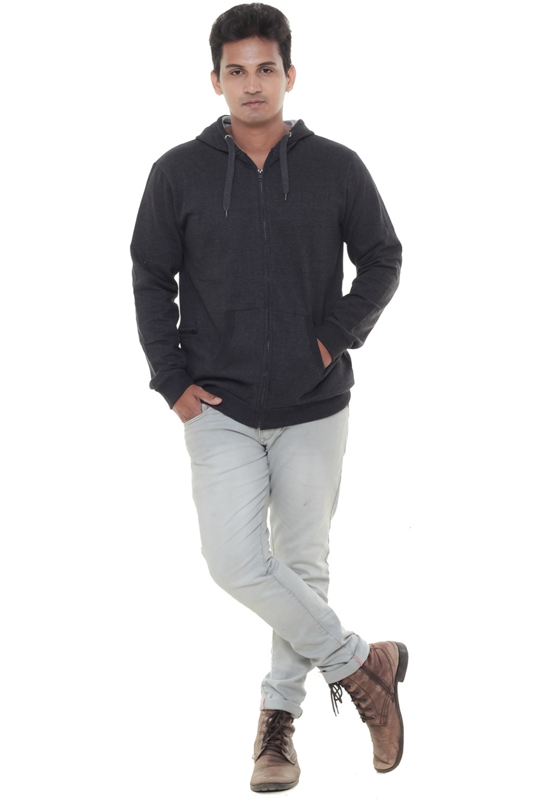 Men Plain Dk Grey Jacket