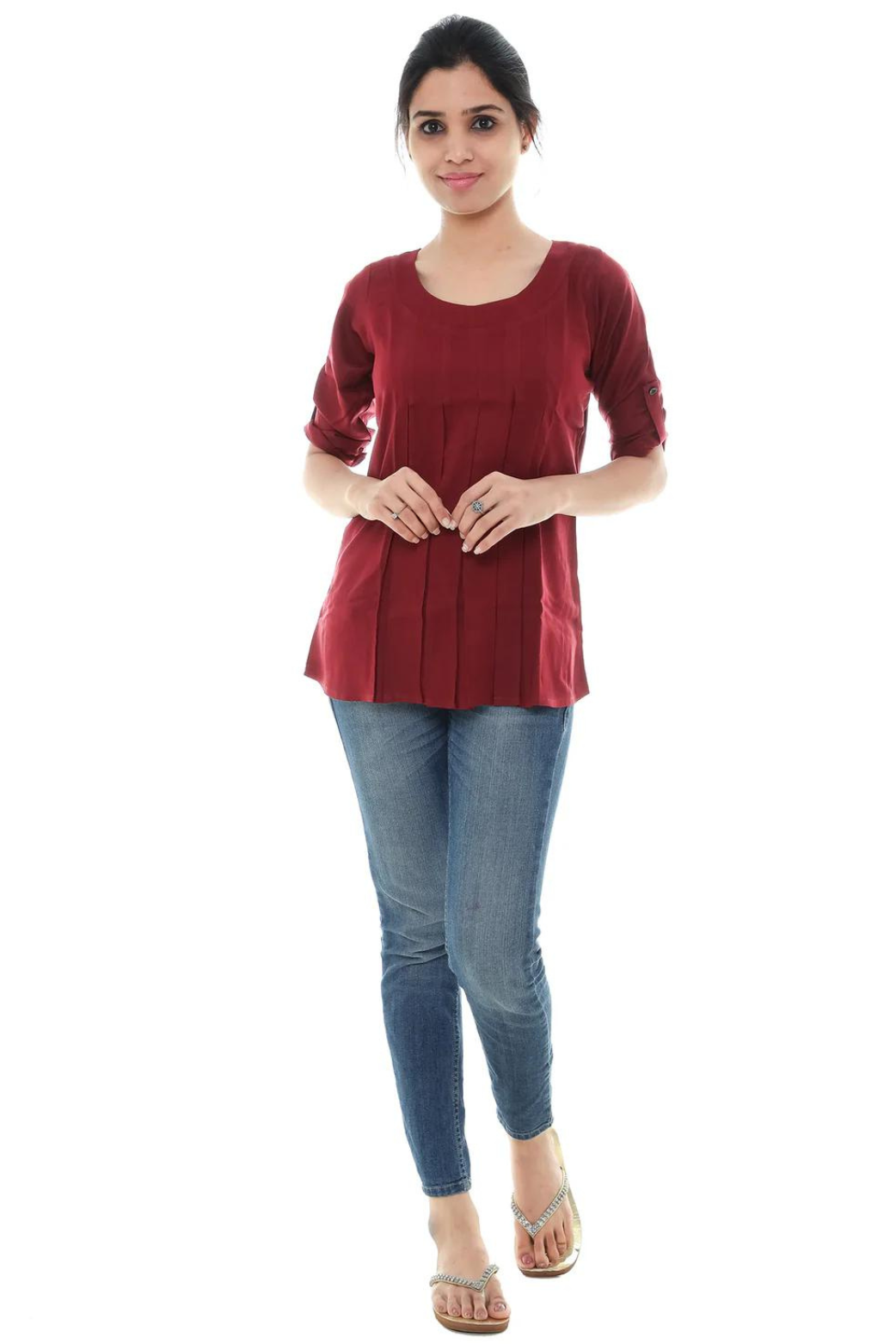 Women Round Neck Tunic Top