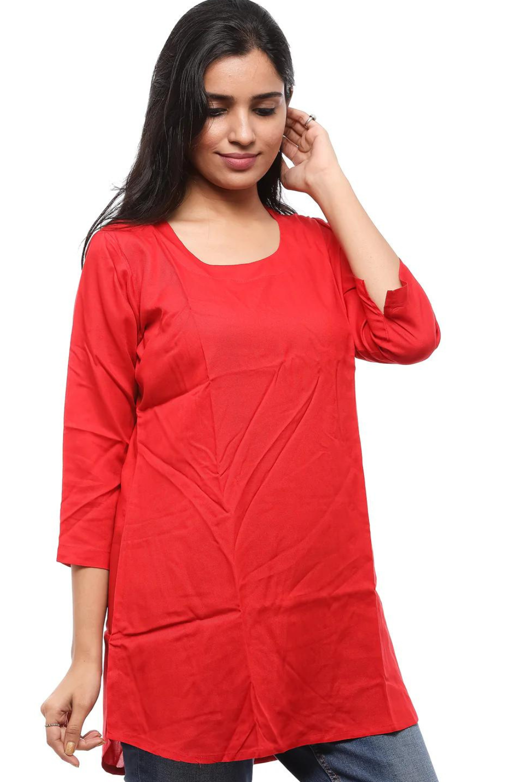 Women Round Neck Tunic Top