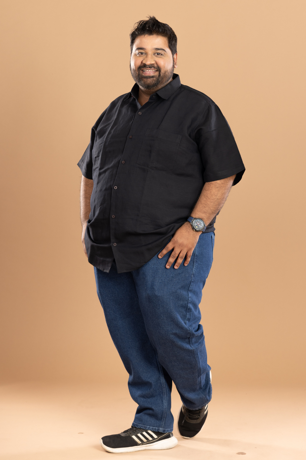 Men Plain Black Shirt