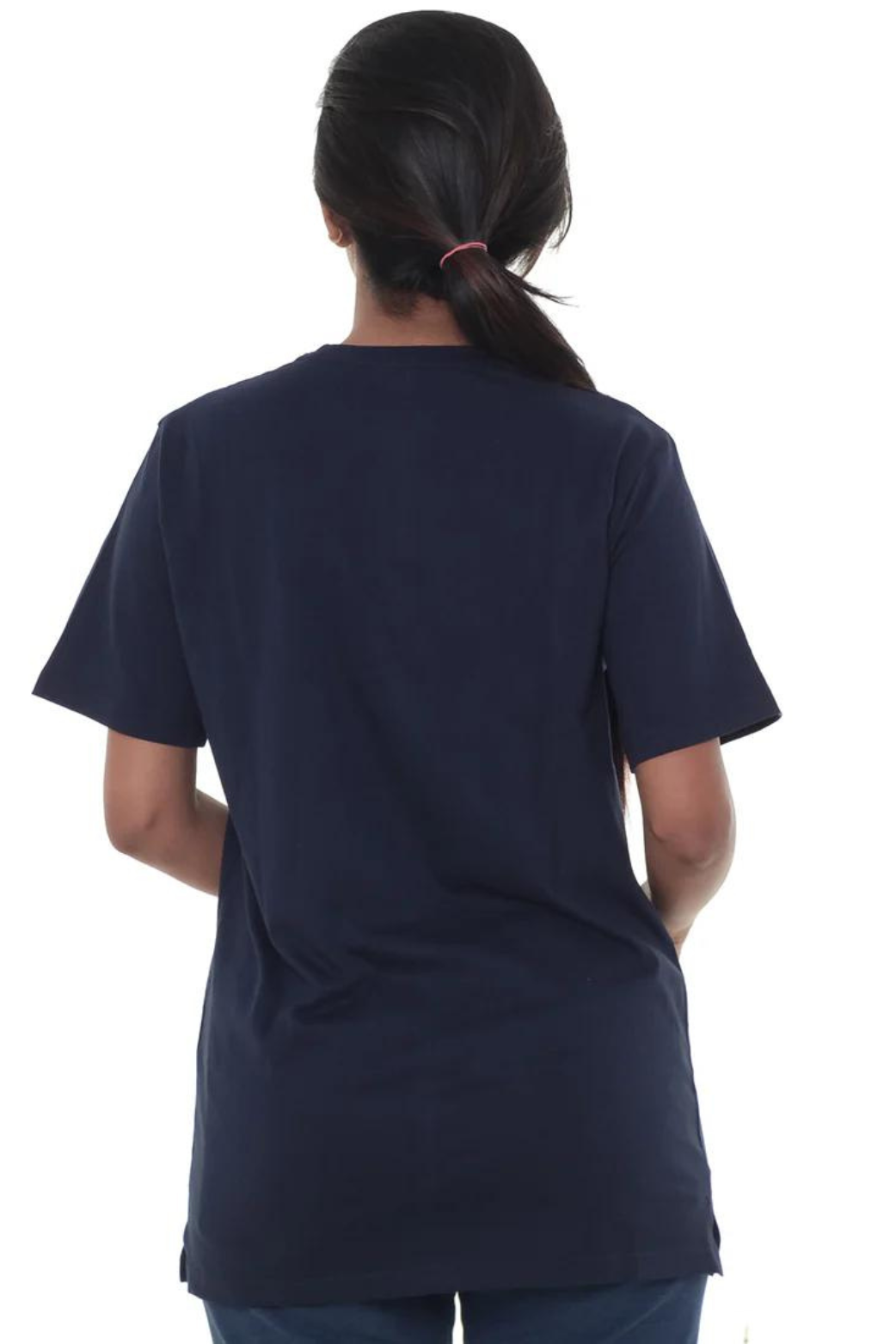 Women Plain Navy Blue T- Shirt