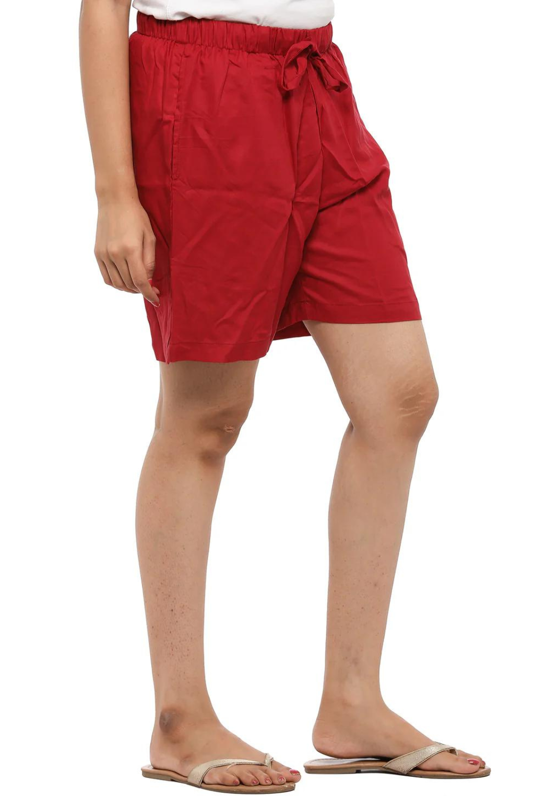 Women Plain Maroon Shorts