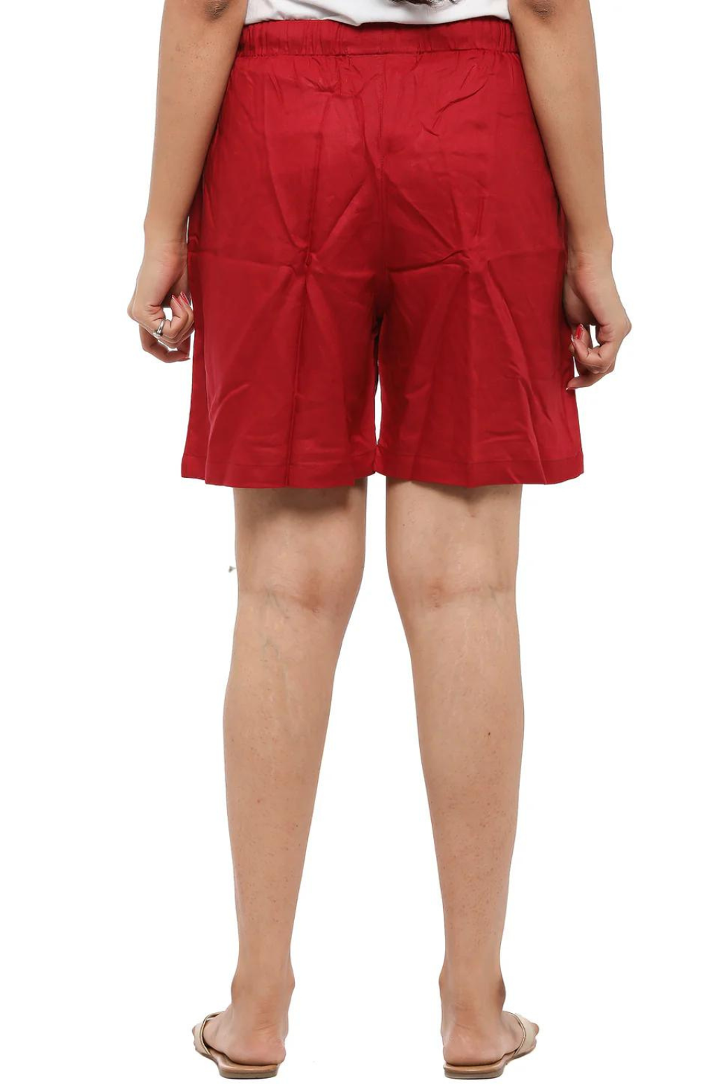 Women Plain Maroon Shorts