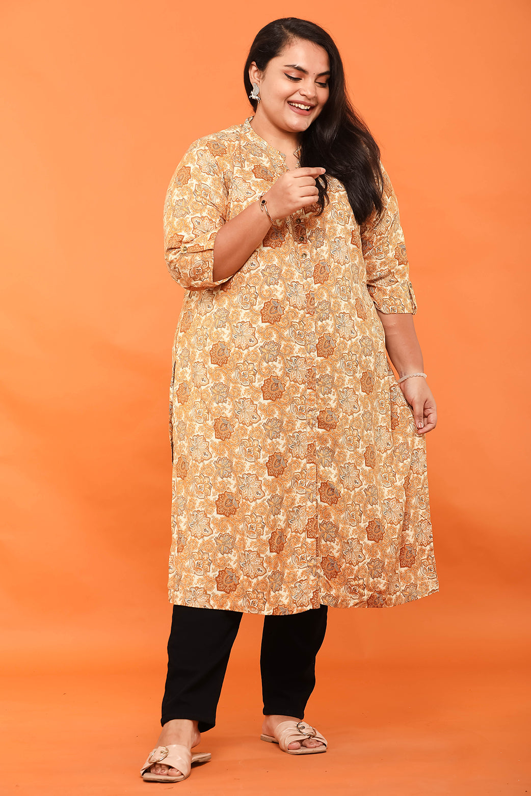 Women Flower Printed Long Kurta