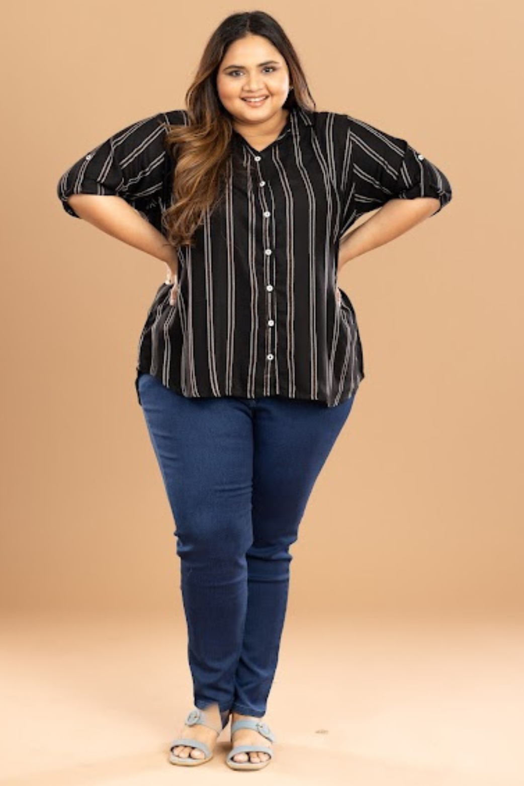 Women Black Stripes Shirt