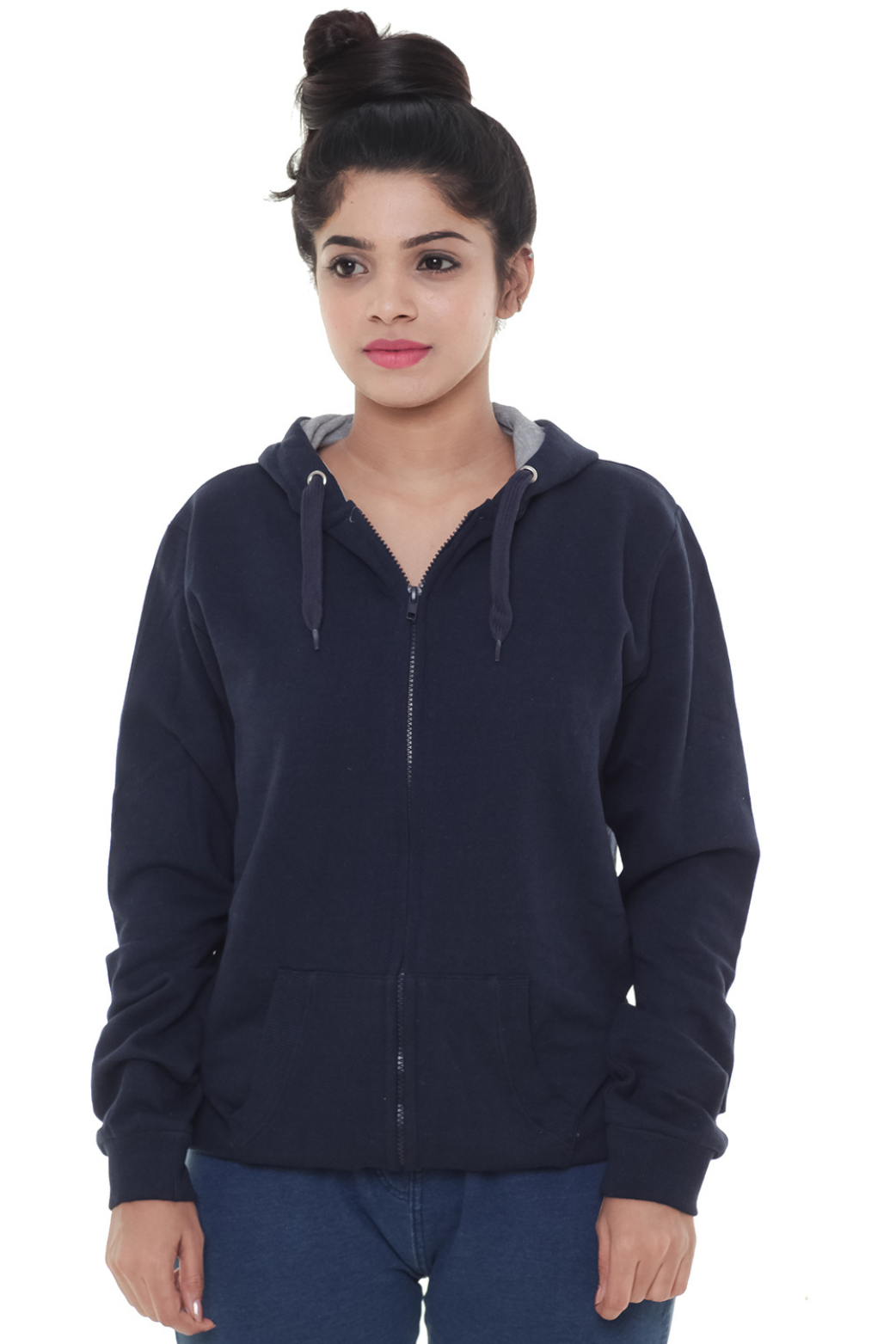 Women Plain Navy Blue Jacket