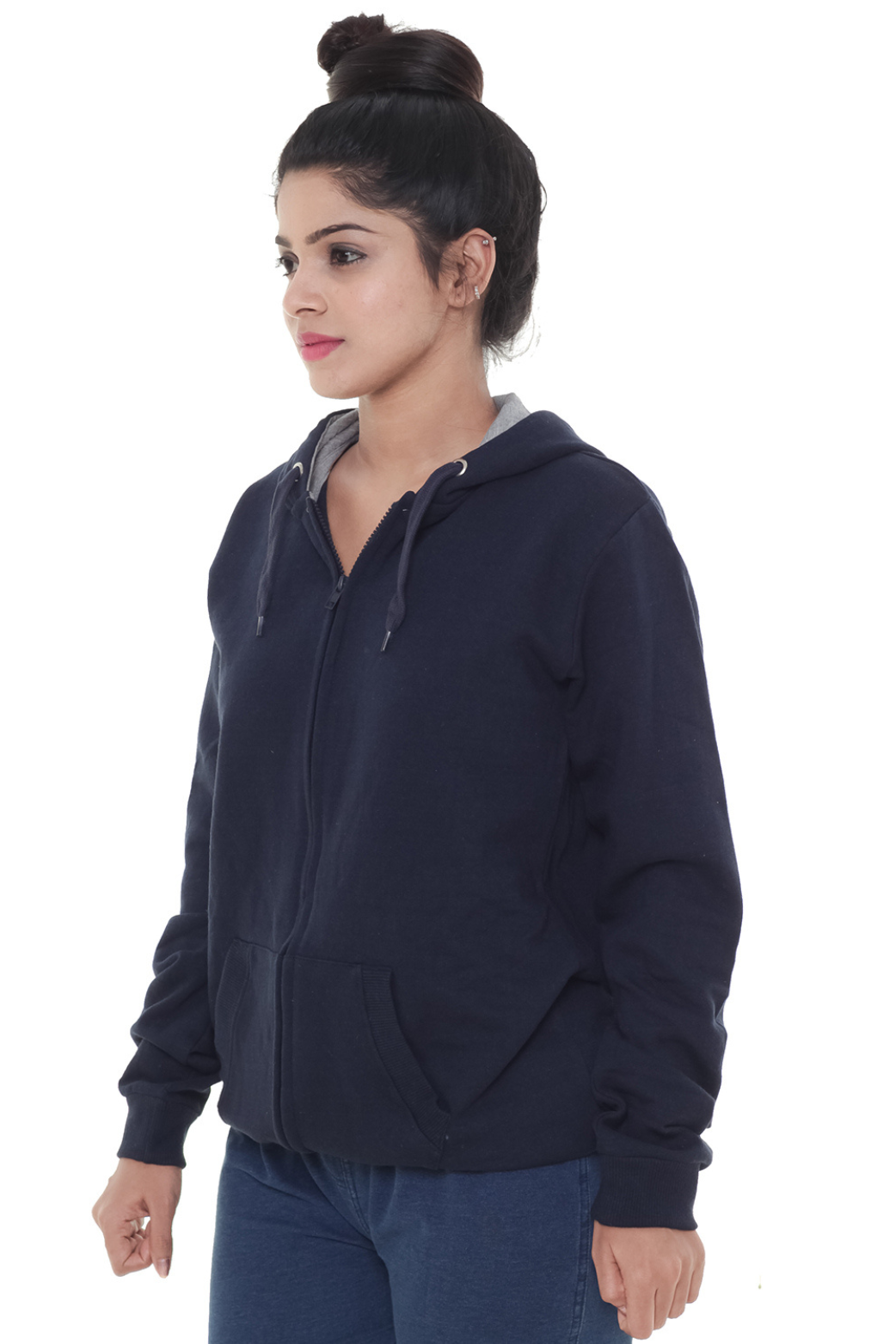 Women Plain Navy Blue Jacket