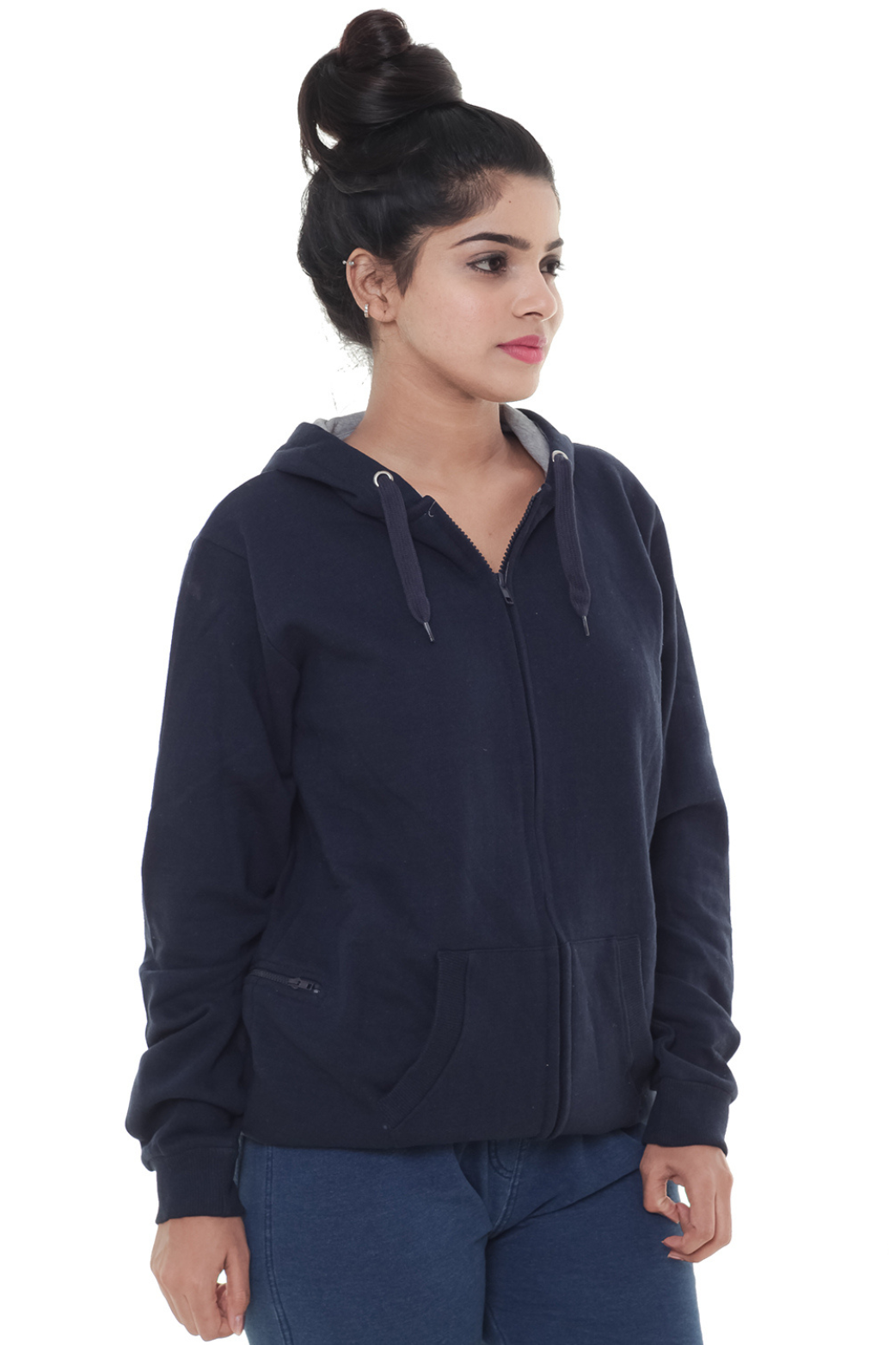 Women Plain Navy Blue Jacket