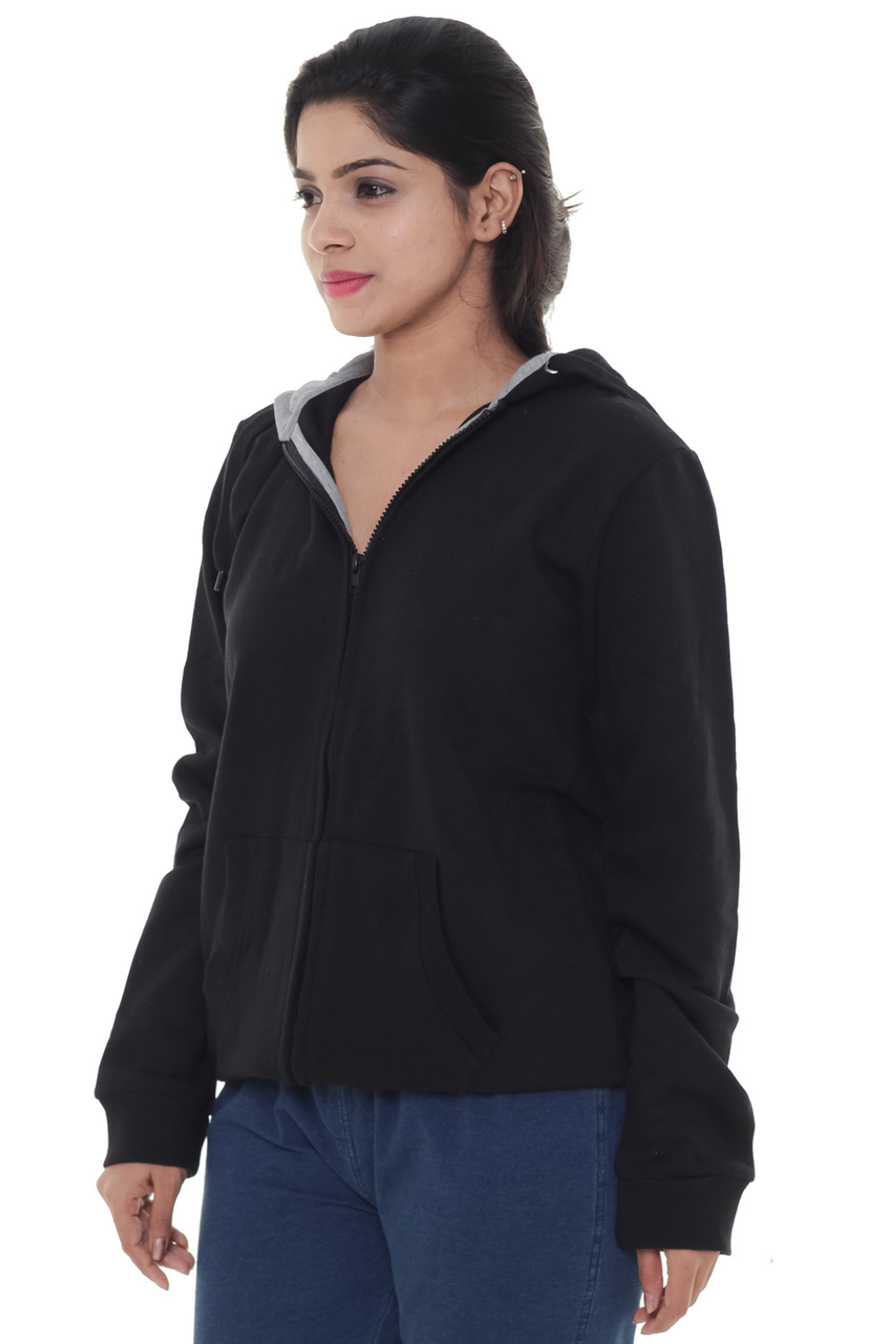 Women Plain Black Jacket