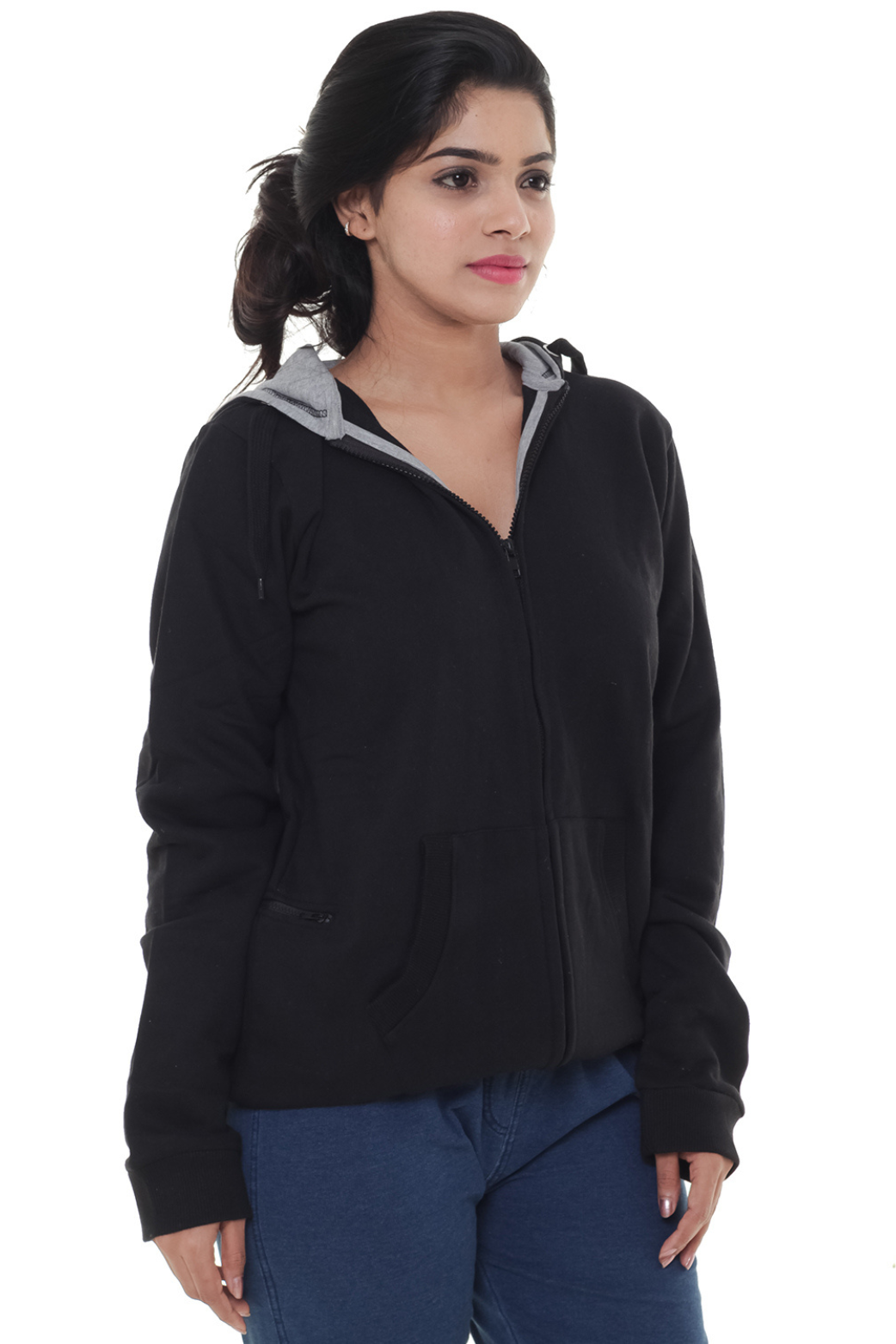 Women Plain Black Jacket