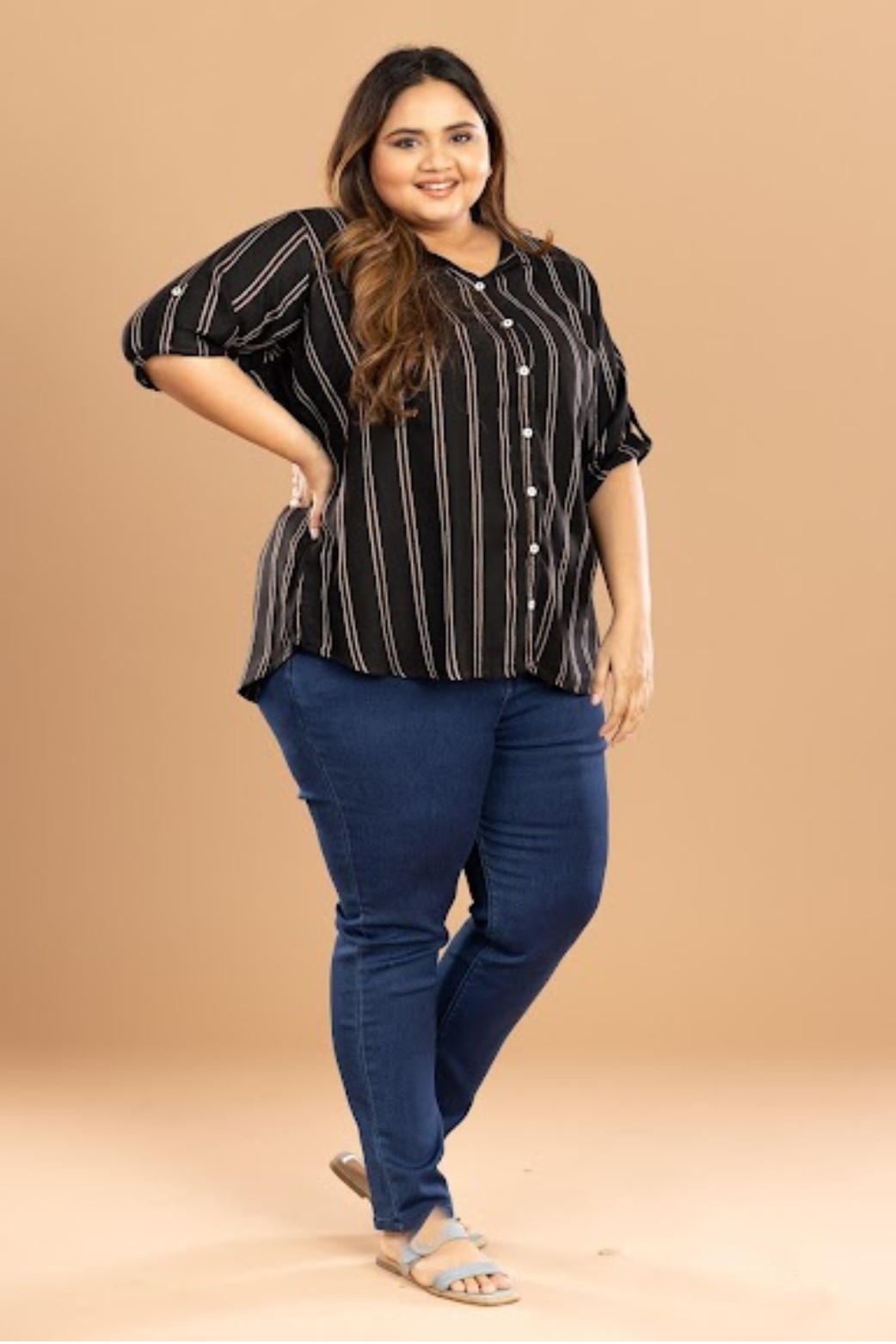 Women Black Stripes Shirt