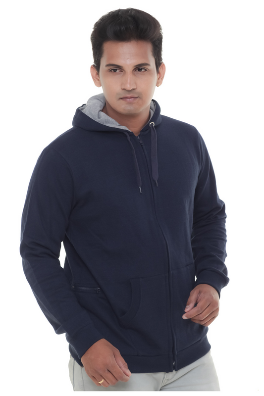 Men Plain Navy Blue Jacket