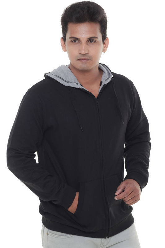 Men Plain Black Jacket