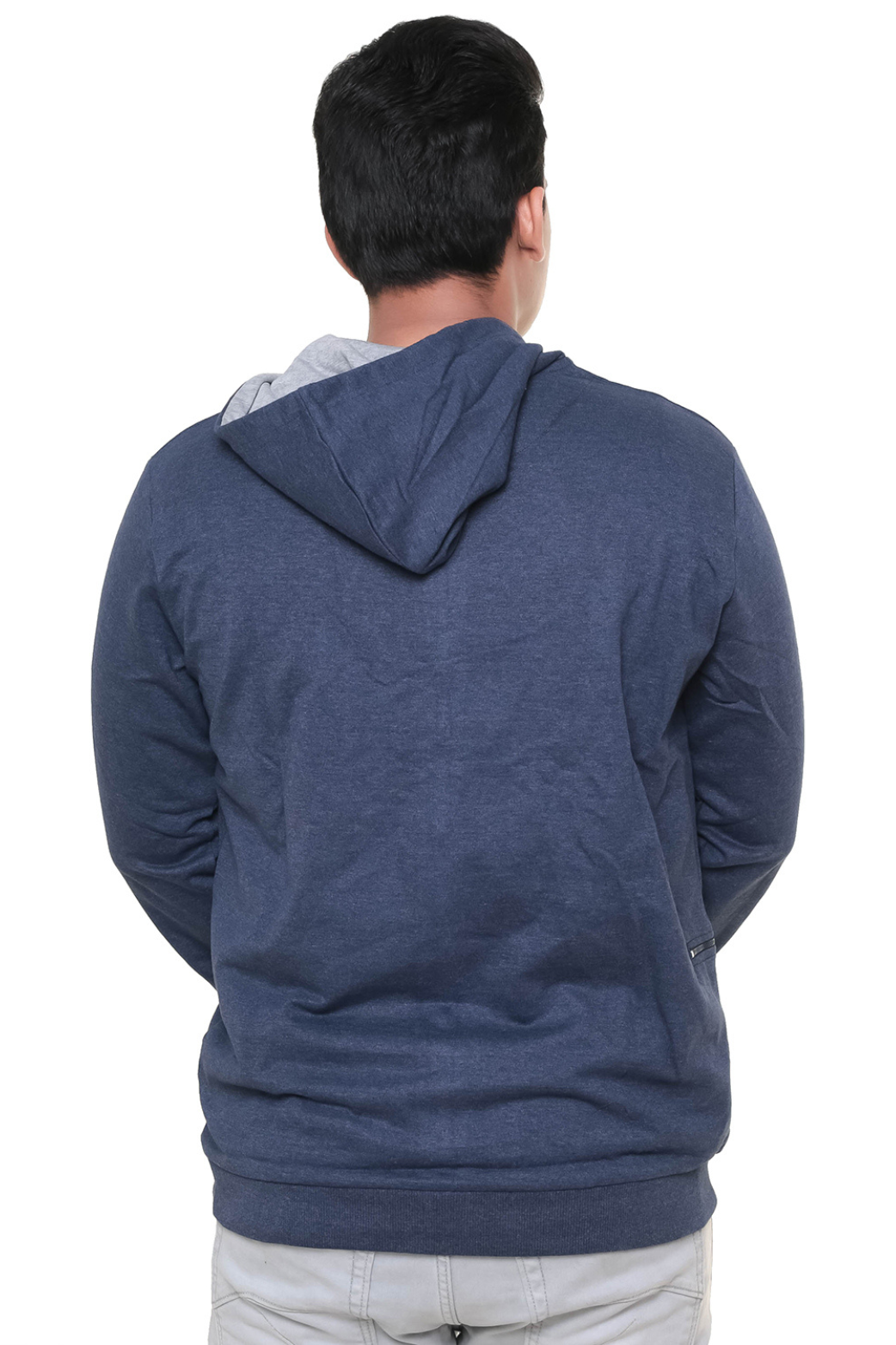 Men Plain Melange Blue Jacket