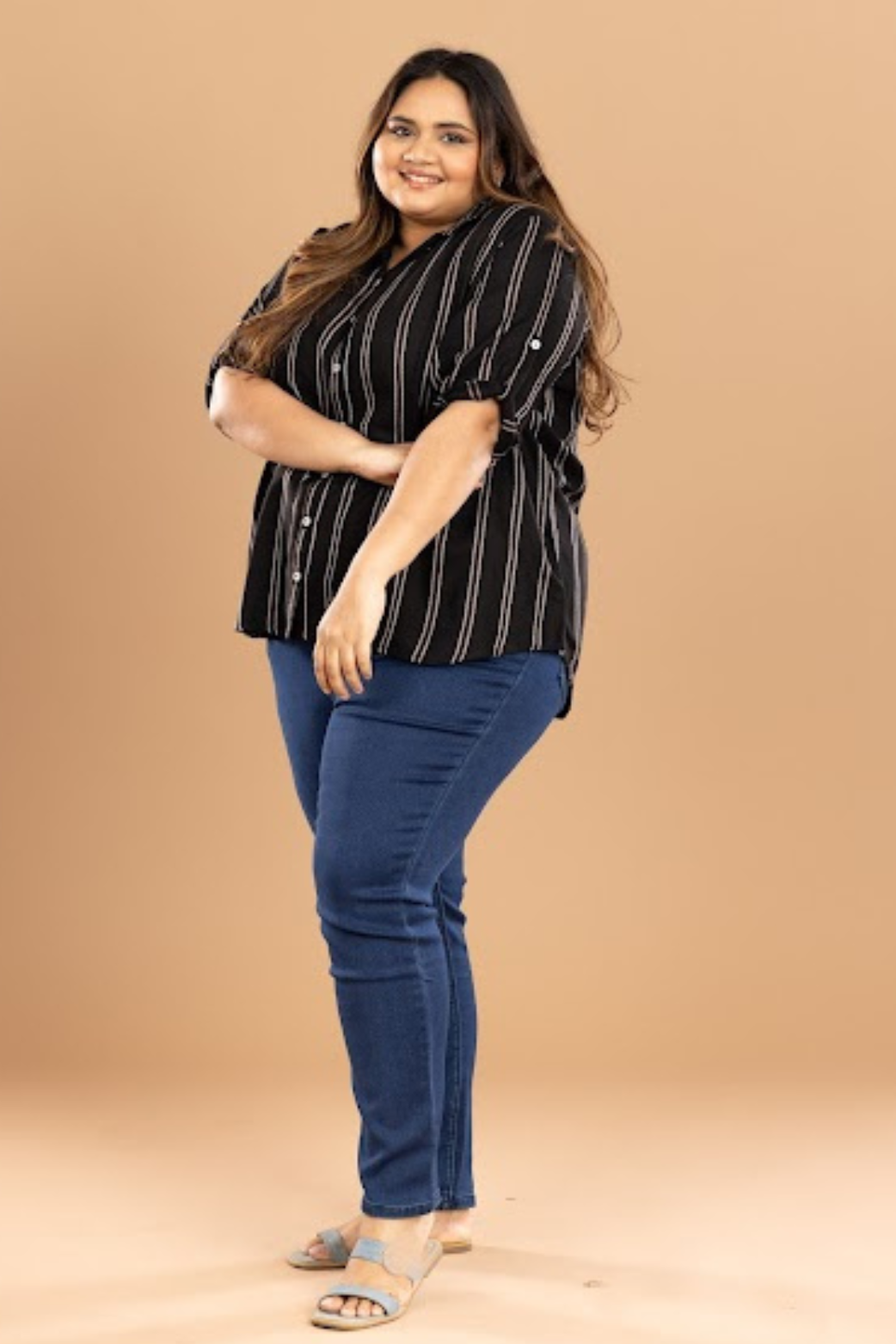 Women Black Stripes Shirt