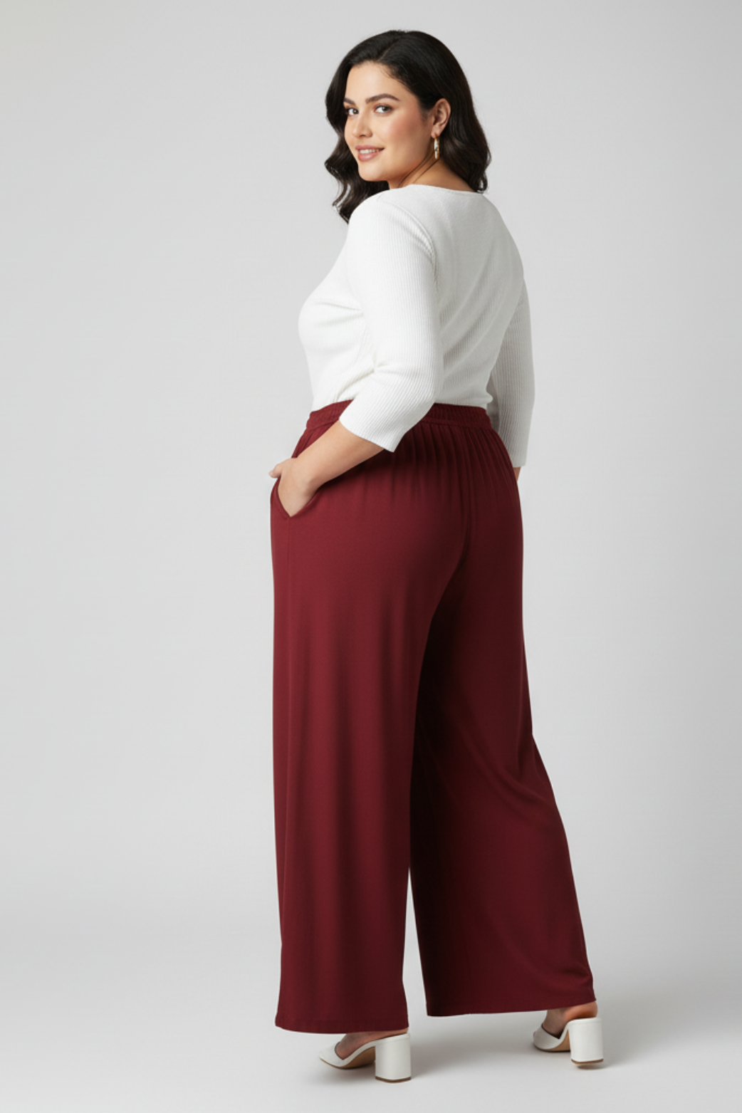 Women Plain Maroon Palazzo Pant
