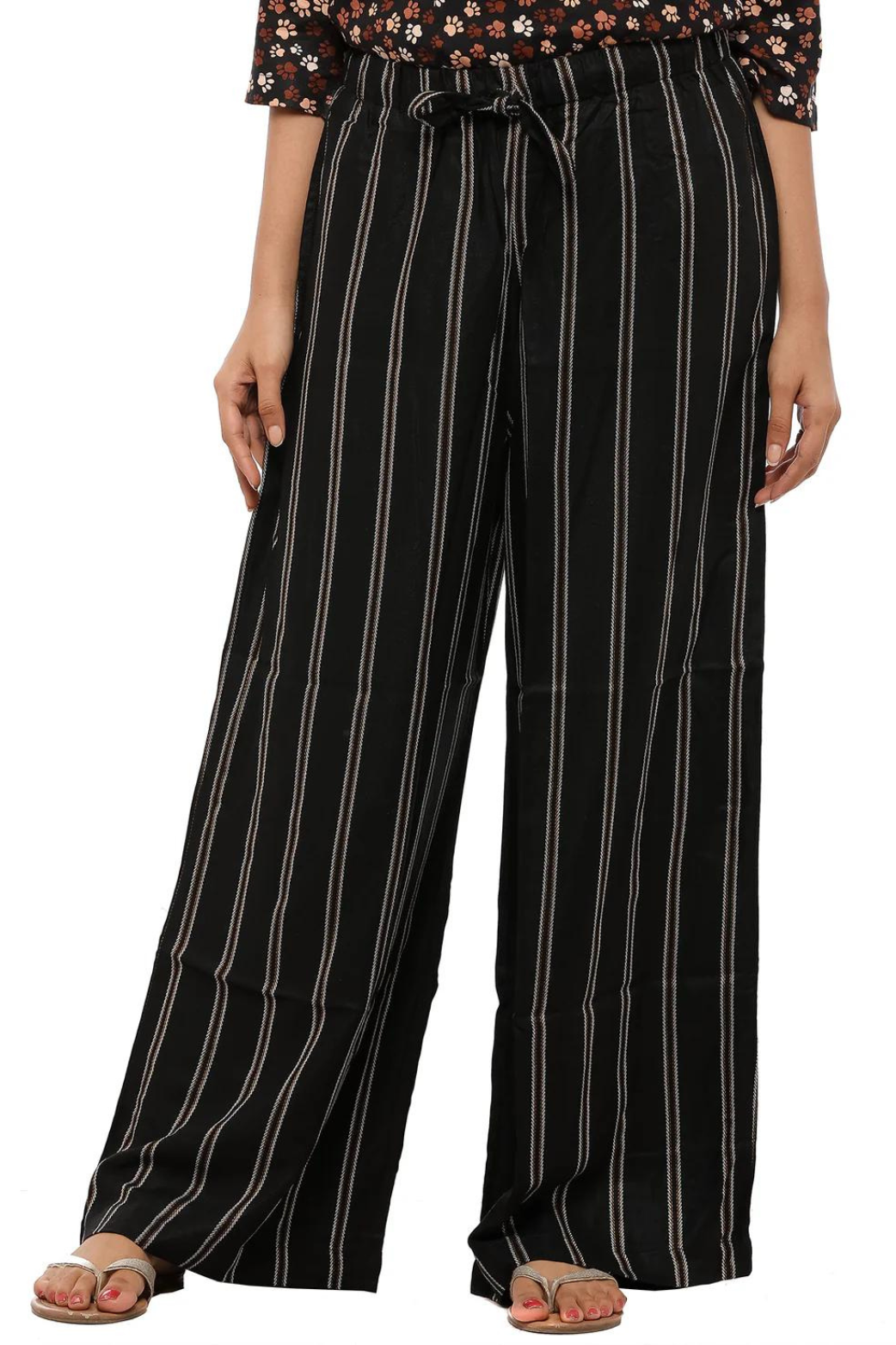 Women Palazzo Pant (Black Stripes)