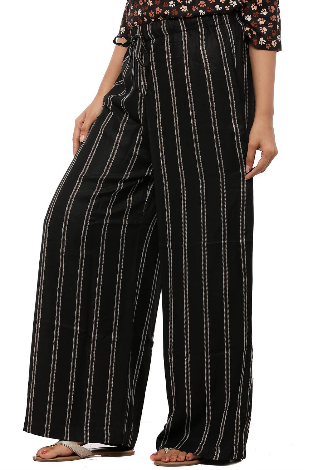 Women Palazzo Pant (Black Stripes)