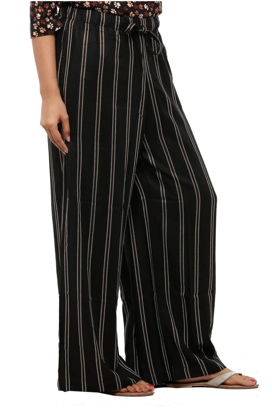 Women Palazzo Pant (Black Stripes)