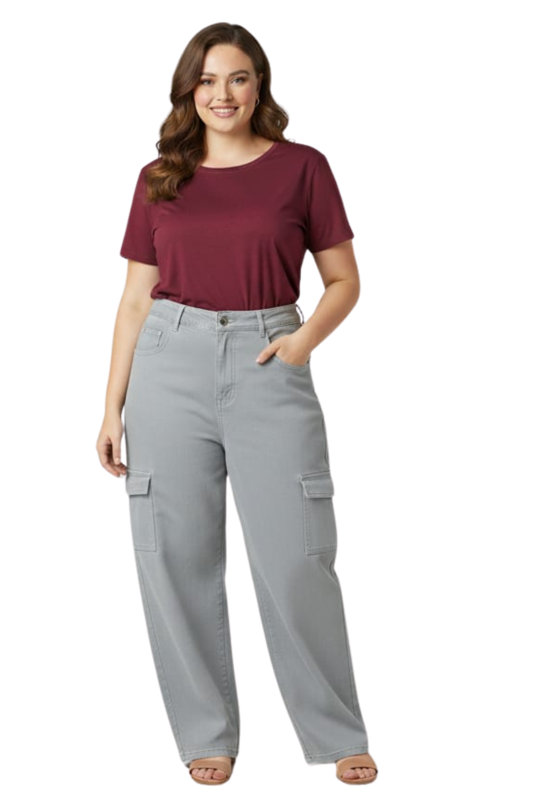 WOMEN  CARGO JEANS (GREY)