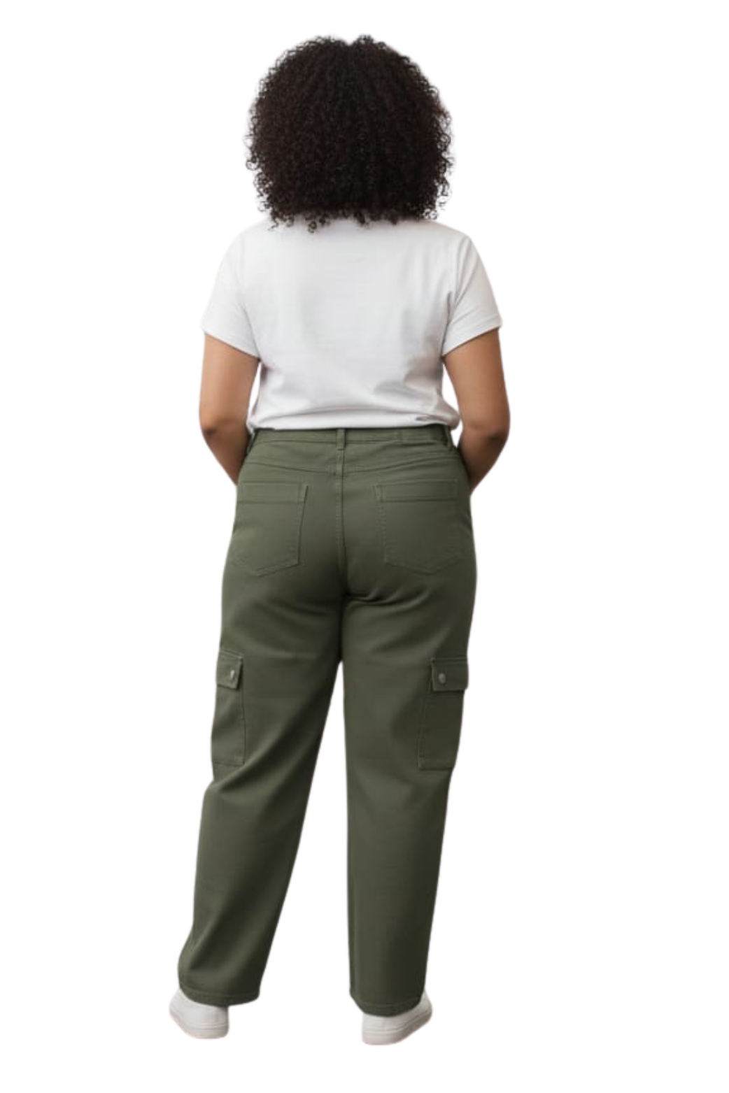 WOMEN  CARGO JEANS (OLIVE GREEN)