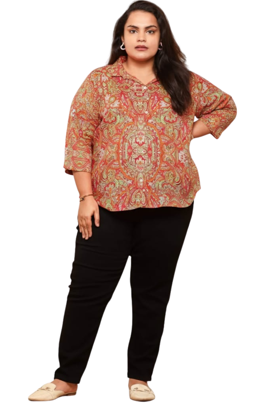 Women Orange Printed Shirt