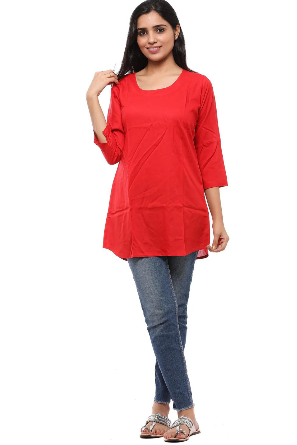 Women Round Neck Tunic Top