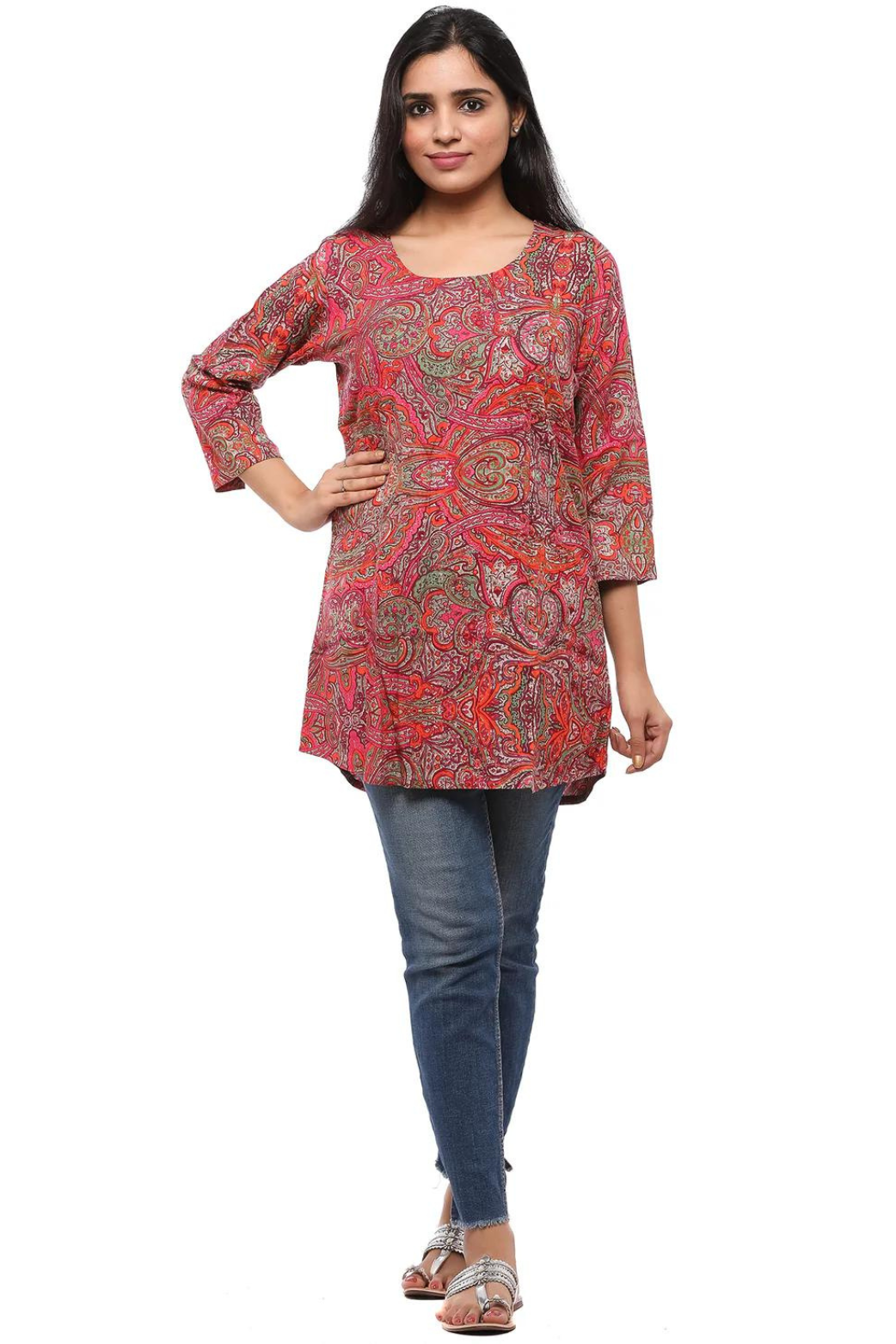 Women Round Neck Tunic Top