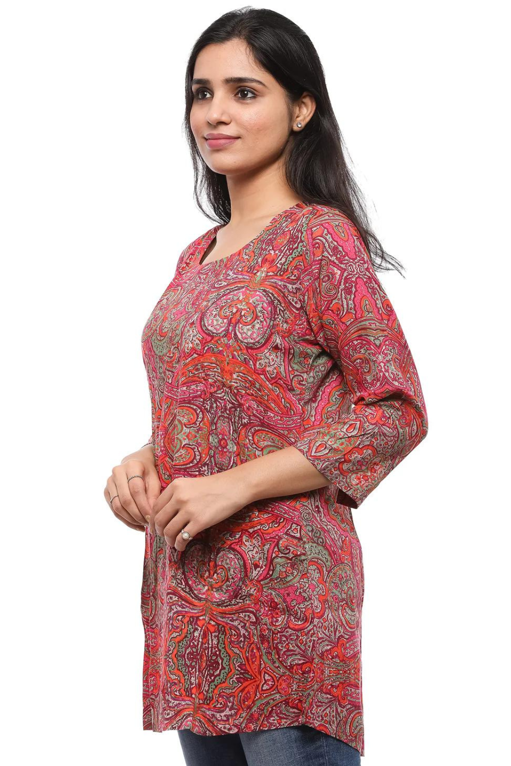 Women Round Neck Tunic Top