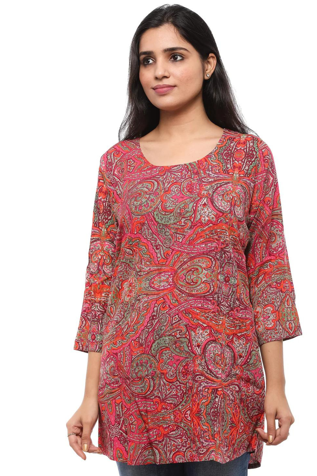 Women Round Neck Tunic Top