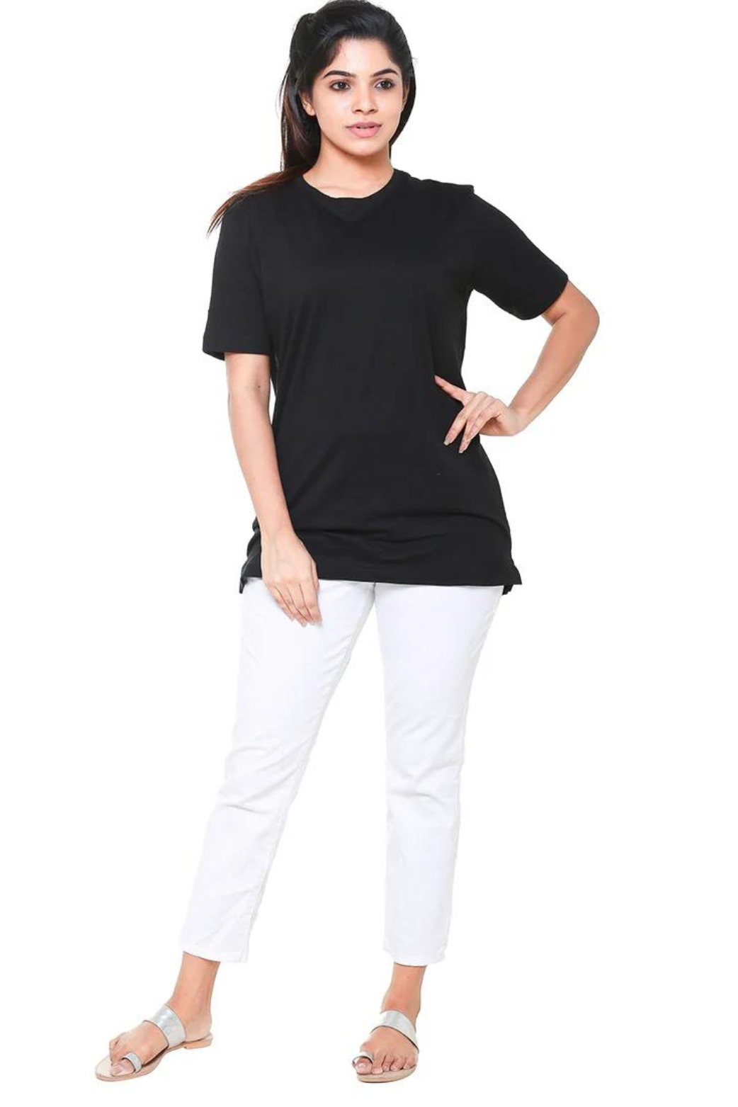 Women T- Shirt Plain Black