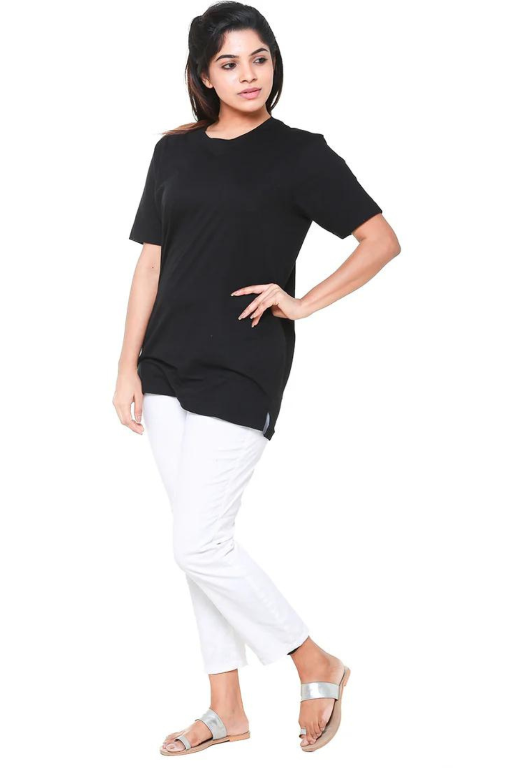 Women T- Shirt Plain Black