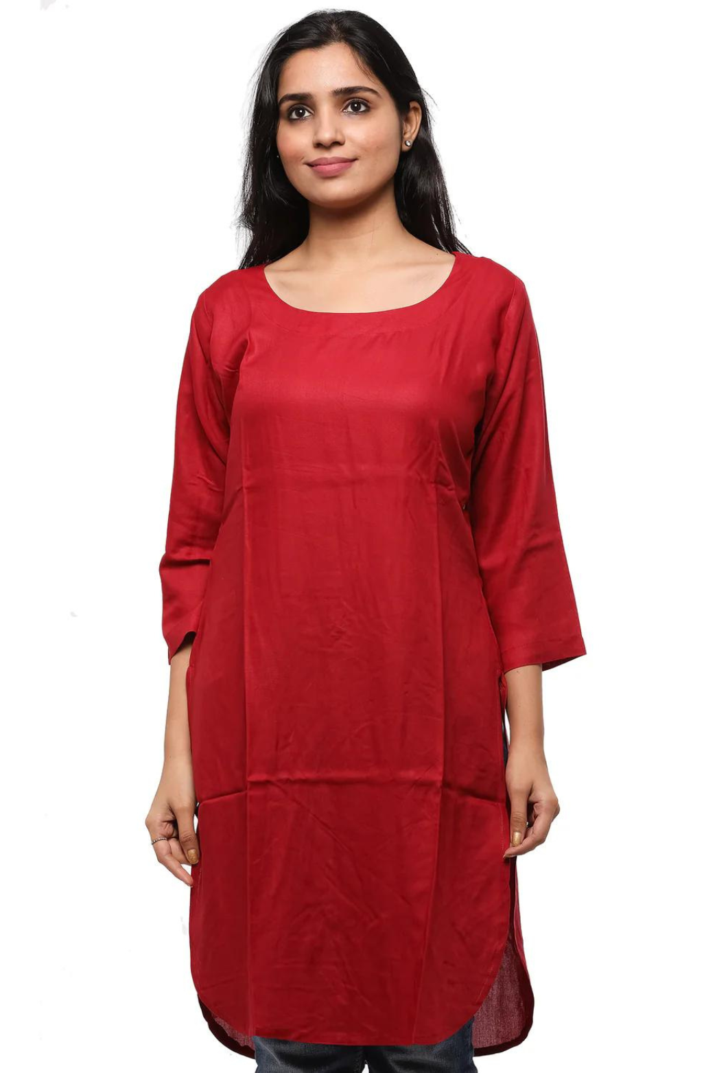 Women Round Neck Knee Length Kurta