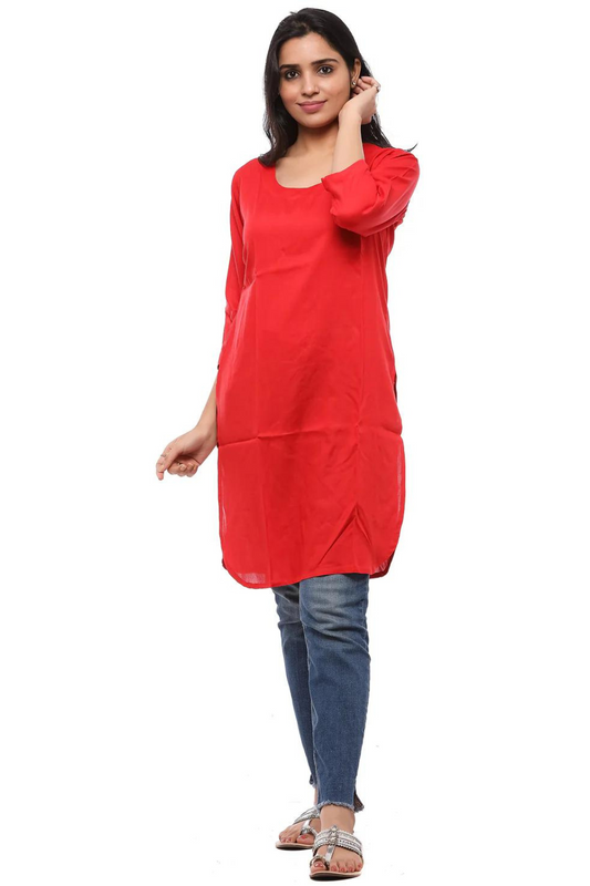 Women Round Neck Knee Length Kurta