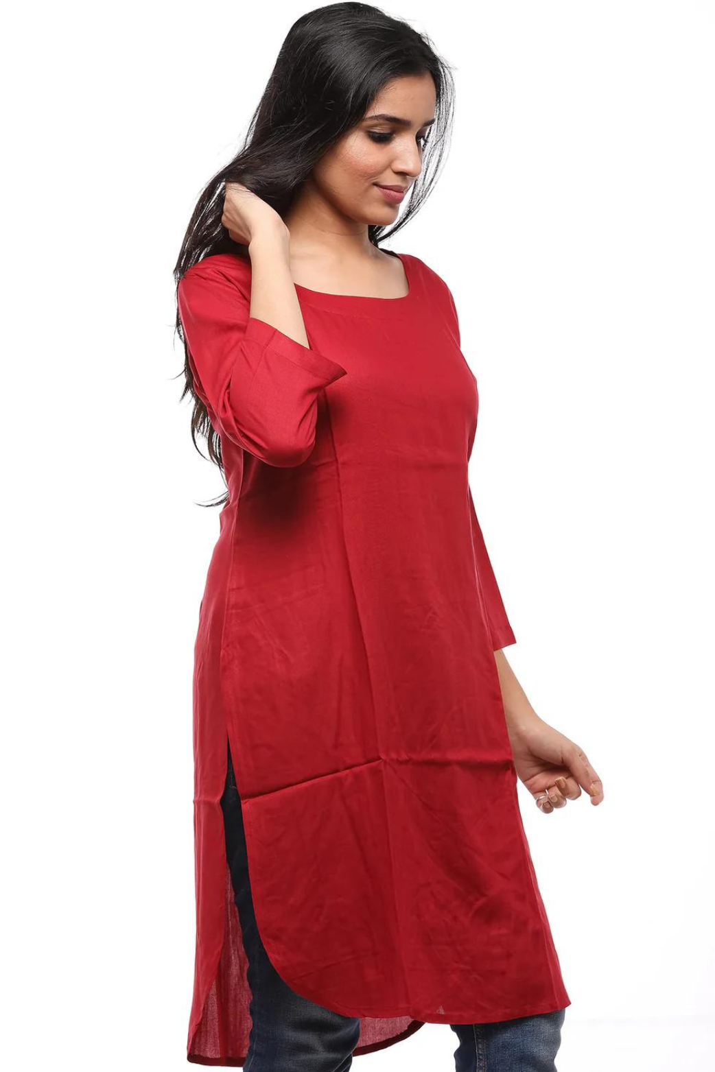 Women Round Neck Knee Length Kurta