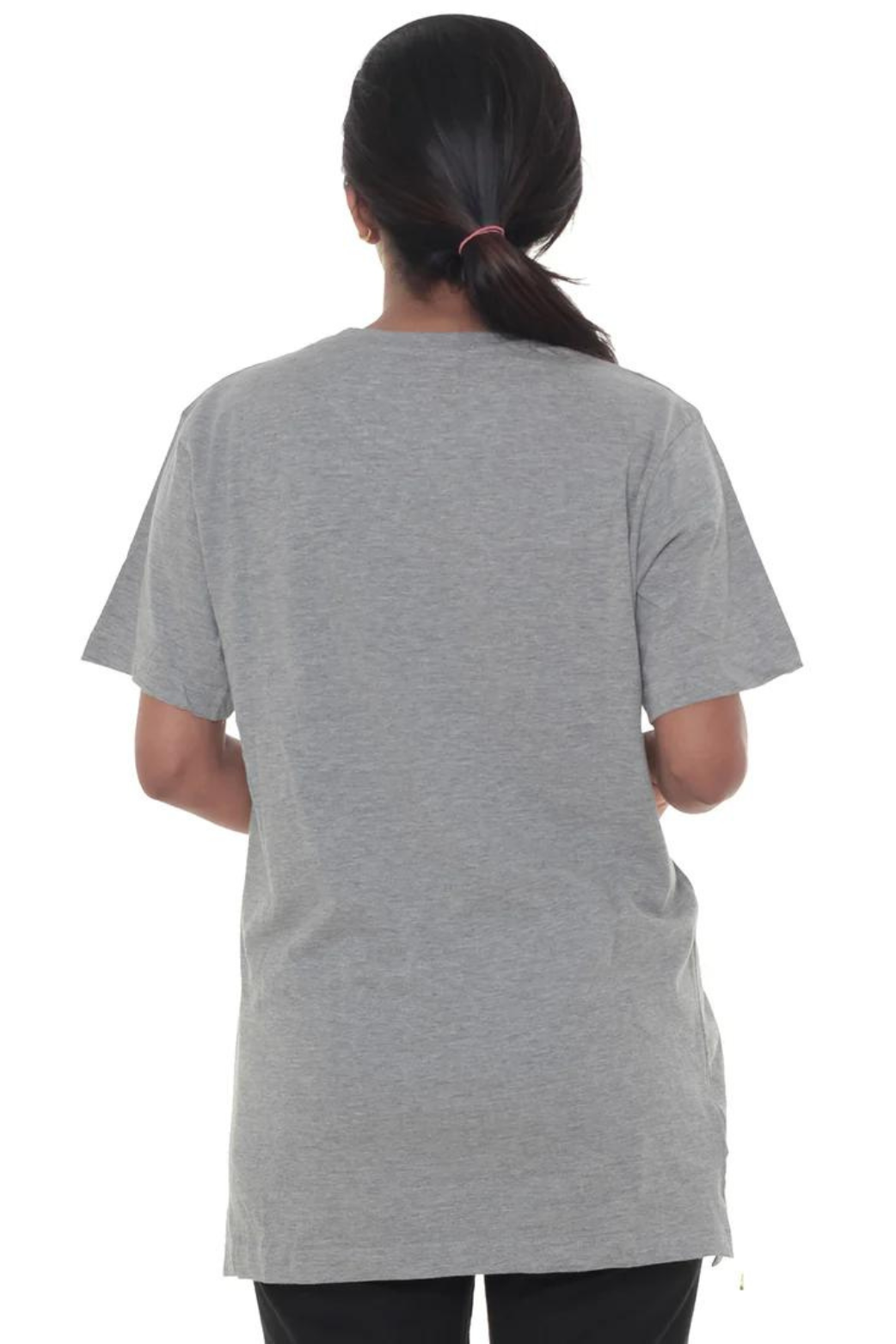 Women Plain Grey Round Neck T- Shirt